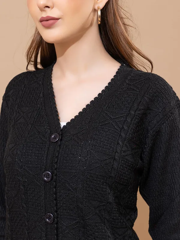 Womens_Knit_Button_Down_V_Neck_Cardigan