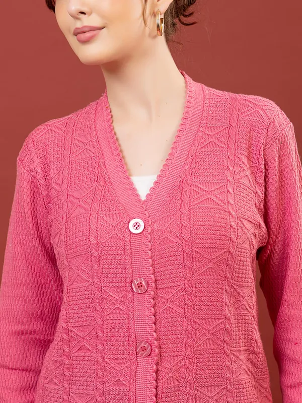 Womens_Knit_Button_Down_V_Neck_Cardigan