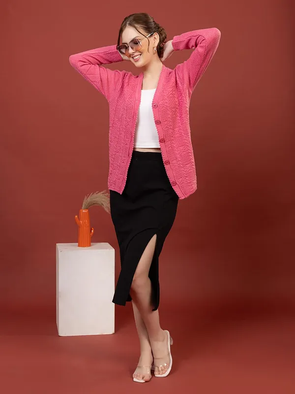 Womens_Knit_Button_Down_V_Neck_Cardigan