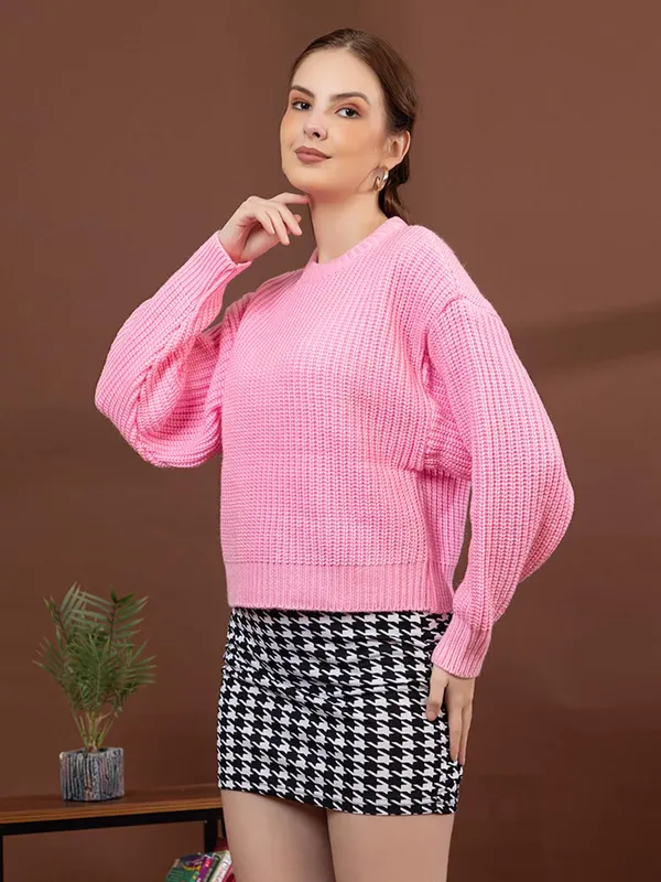 Womens_Crew_Neck_Waffle_Knit_Sweater