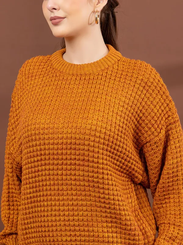 Womens_Crew_Neck_Waffle_Knit_Sweater