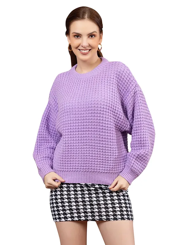 Womens_Crew_Neck_Waffle_Knit_Sweater