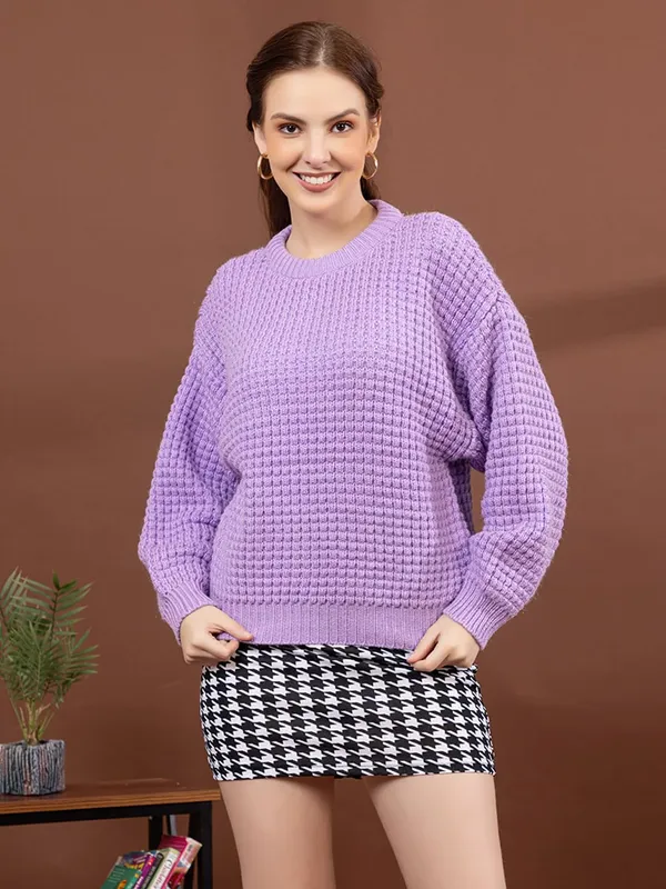 Womens_Crew_Neck_Waffle_Knit_Sweater