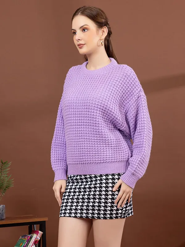 Womens_Crew_Neck_Waffle_Knit_Sweater