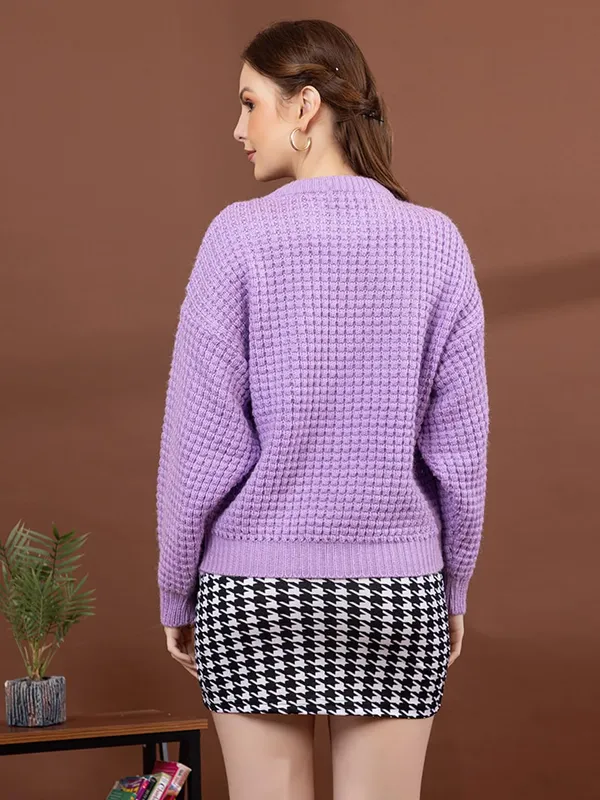 Womens_Crew_Neck_Waffle_Knit_Sweater