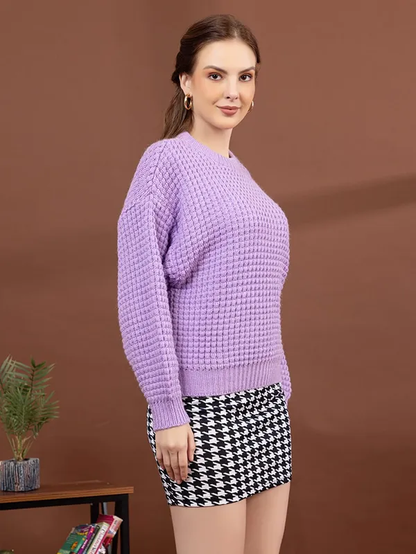 Womens_Crew_Neck_Waffle_Knit_Sweater
