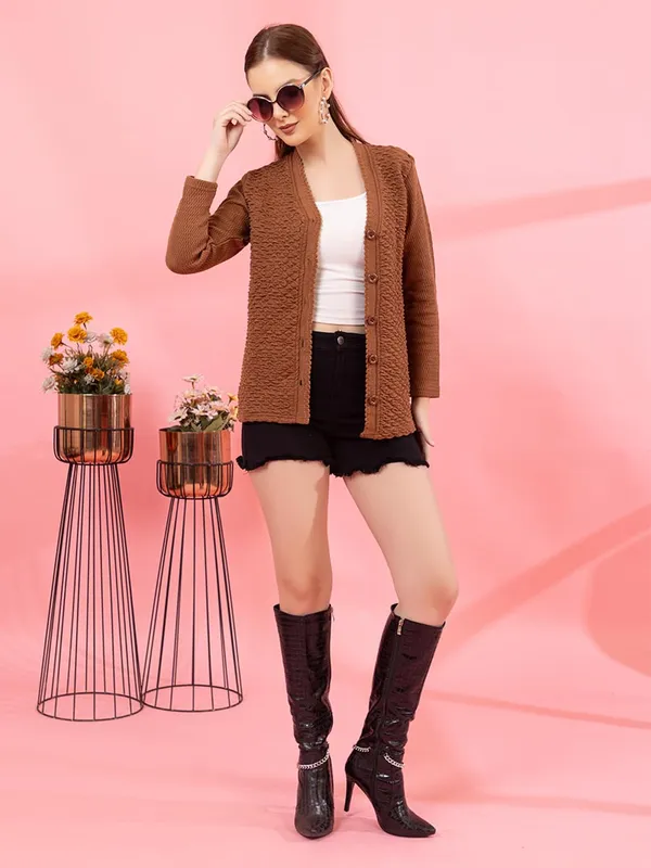 Womens_Woolen_V_Neck_Cardigan