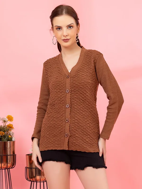 Womens_Woolen_V_Neck_Cardigan