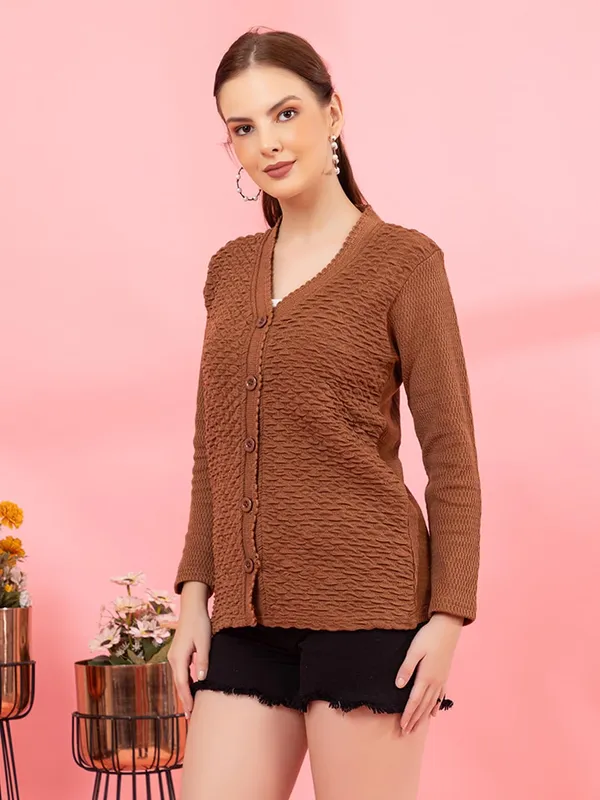 Womens_Woolen_V_Neck_Cardigan