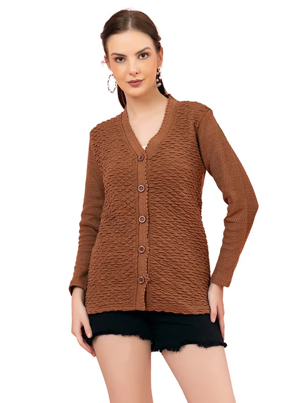 Womens_Woolen_V_Neck_Cardigan