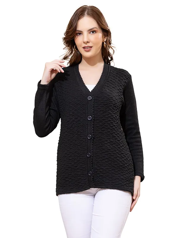 Womens_Woolen_V_Neck_Cardigan