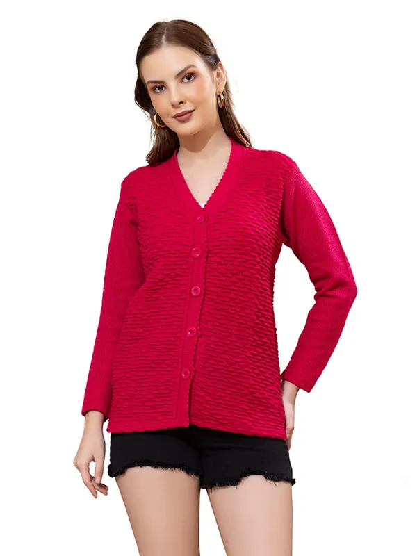 Womens_Woolen_V_Neck_Cardigan
