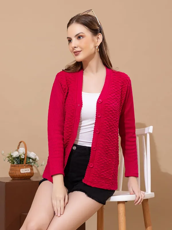 Womens_Woolen_V_Neck_Cardigan