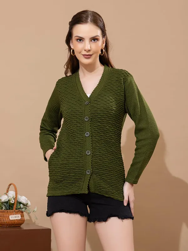 Womens_Woolen_V_Neck_Cardigan