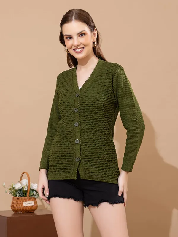 Womens_Woolen_V_Neck_Cardigan