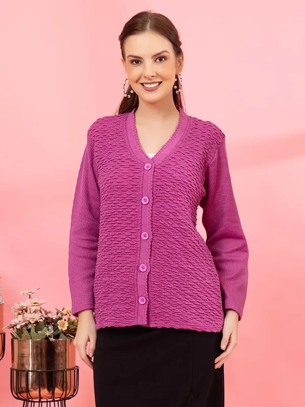 Womens_Woolen_V_Neck_Cardigan