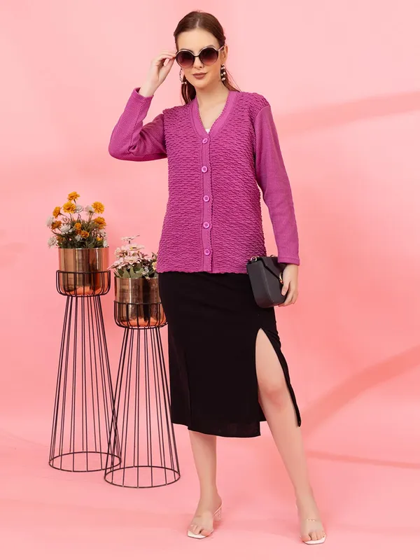 Womens_Woolen_V_Neck_Cardigan