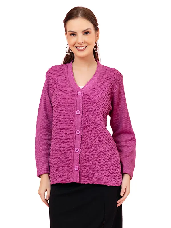 Womens_Woolen_V_Neck_Cardigan