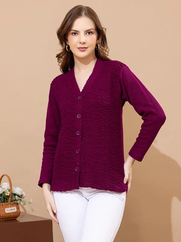 Womens_Woolen_V_Neck_Cardigan