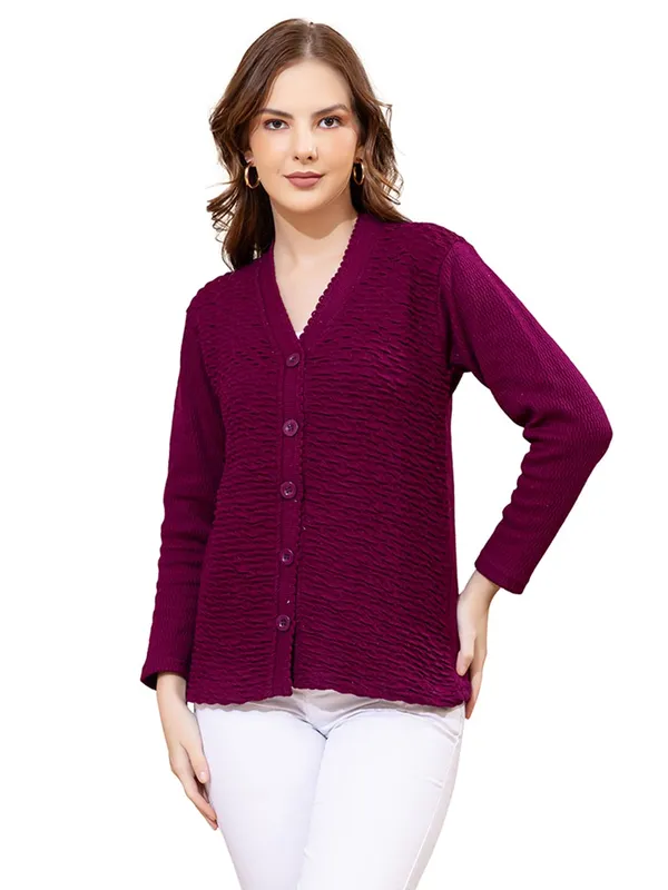 Womens_Woolen_V_Neck_Cardigan