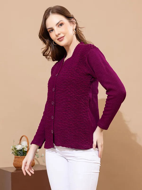 Womens_Woolen_V_Neck_Cardigan