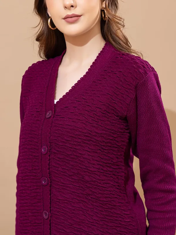 Womens_Woolen_V_Neck_Cardigan