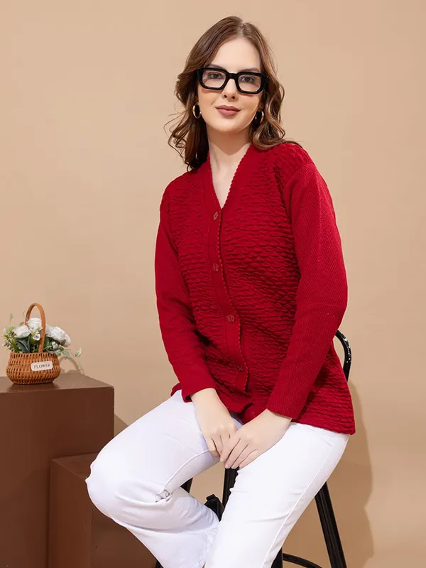 Womens_Woolen_V_Neck_Cardigan