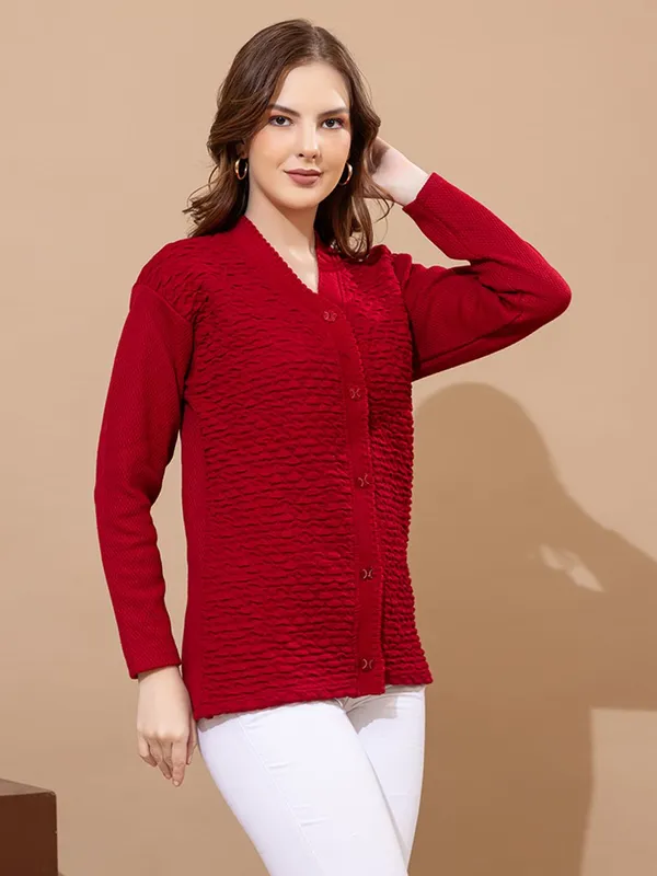 Womens_Woolen_V_Neck_Cardigan