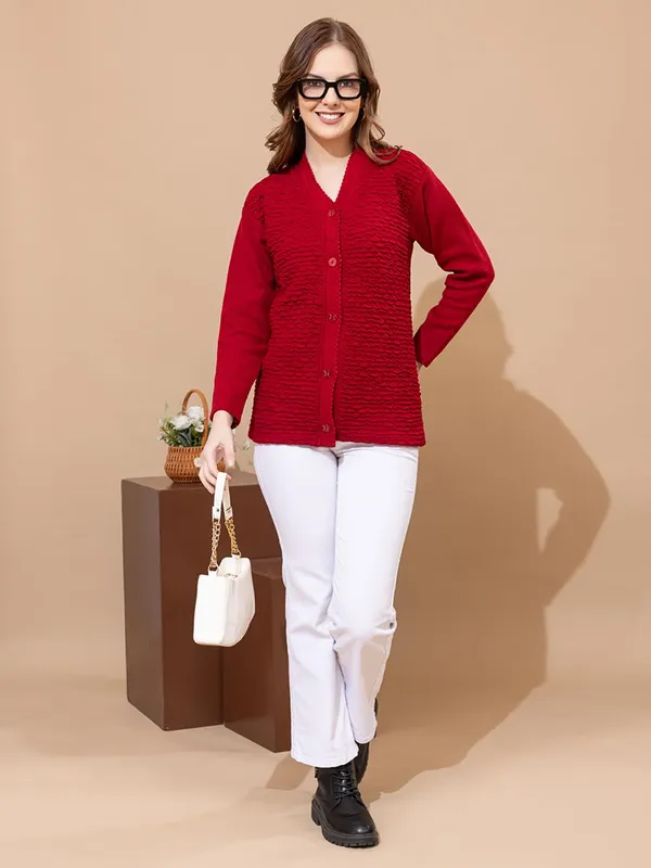 Womens_Woolen_V_Neck_Cardigan