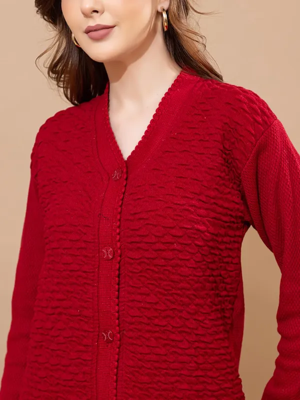 Womens_Woolen_V_Neck_Cardigan