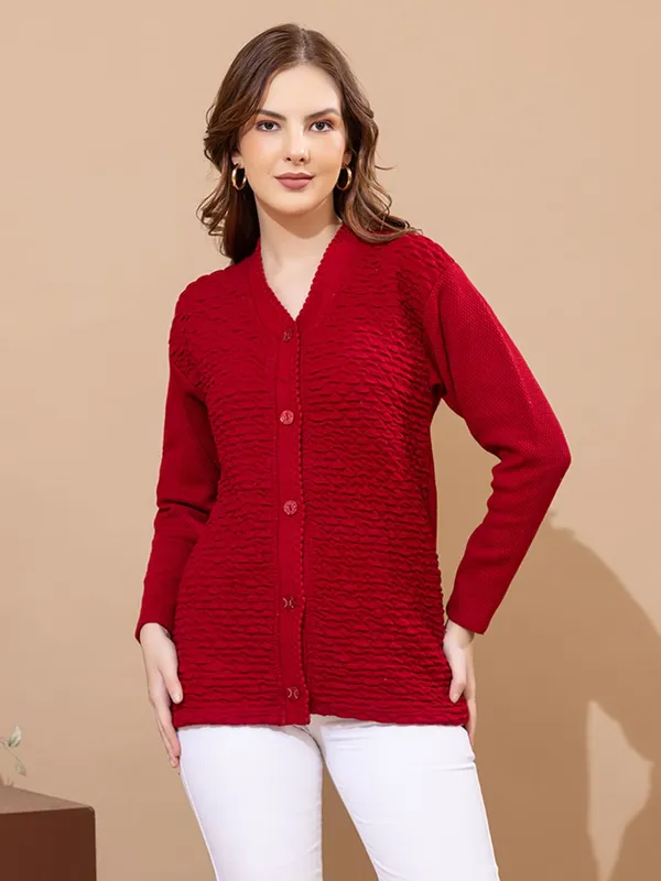 Womens_Woolen_V_Neck_Cardigan