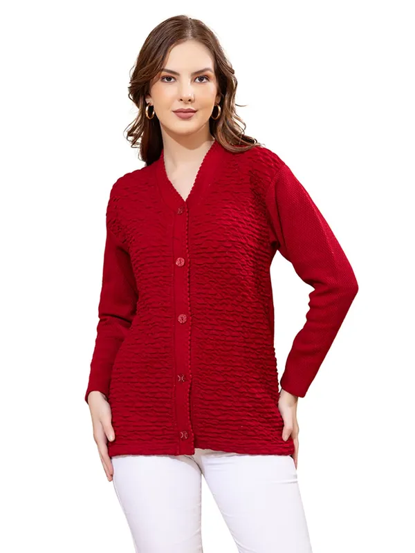 Womens_Woolen_V_Neck_Cardigan