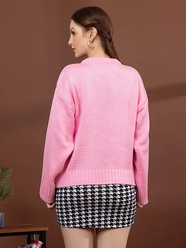 Womens_Round_Neck_Knitted_Pullover_Sweater