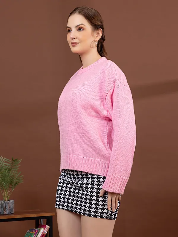 Womens_Round_Neck_Knitted_Pullover_Sweater