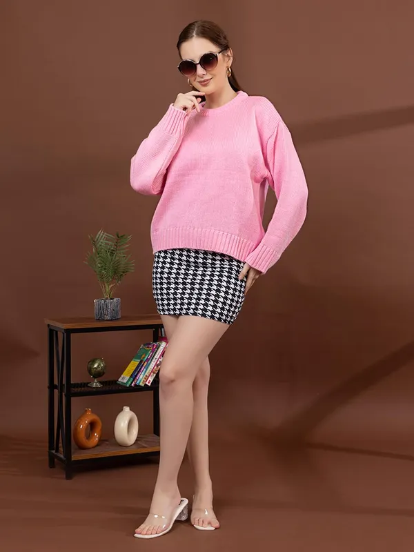 Womens_Round_Neck_Knitted_Pullover_Sweater