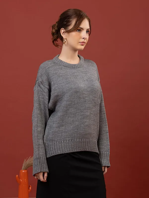 Womens_Round_Neck_Knitted_Pullover_Sweater
