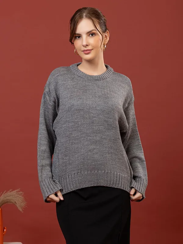 Womens_Round_Neck_Knitted_Pullover_Sweater