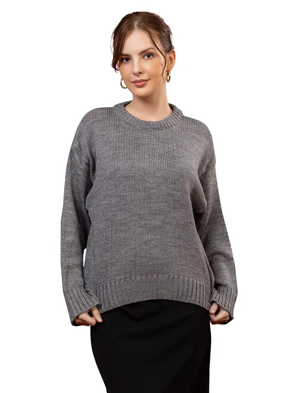 Womens_Round_Neck_Knitted_Pullover_Sweater
