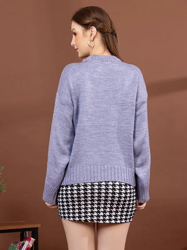 Womens_Round_Neck_Knitted_Pullover_Sweater