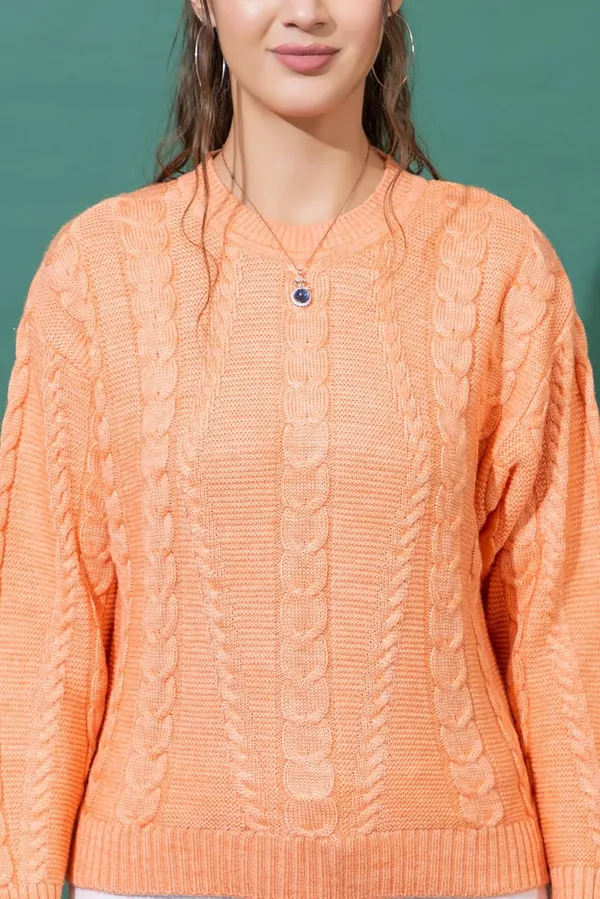 Women_Full_Sleeves_Round_Neck_Cable_Design_Pullover_Sweater_Pure_Woolen_Winter_Wear