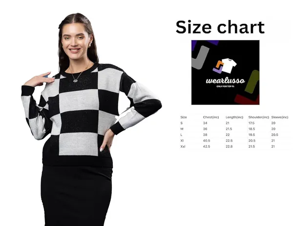 Black_Women_Round_Neck_Colour_Block_Sweater_100%_Wool_Winter_Wear_Pullover