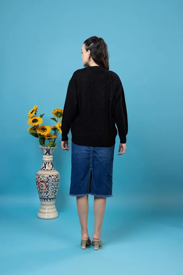Black_Women_Pure_Wool_Pullover_Sweater_Regular_Fit_For_Winter_Wear_Full_Sleeve_Stylish_Cable_Design_Sweater_Crafted_With_Modern_Clothing_For_Winter_Season