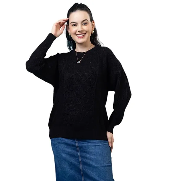 Black_Women_Pure_Wool_Pullover_Sweater_Regular_Fit_For_Winter_Wear_Full_Sleeve_Stylish_Cable_Design_Sweater_Crafted_With_Modern_Clothing_For_Winter_Season