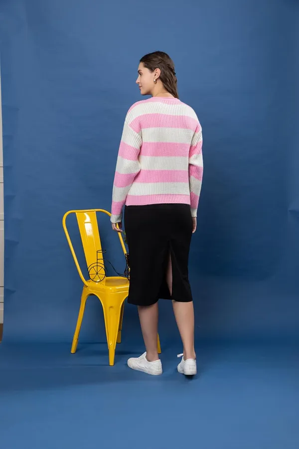 Baby_Pink_Women_100%_Wool_Color_Block_Stripe_Full_Sleeve_Round_Neck_Pullover_Sweater_Winter_Season_Fashion