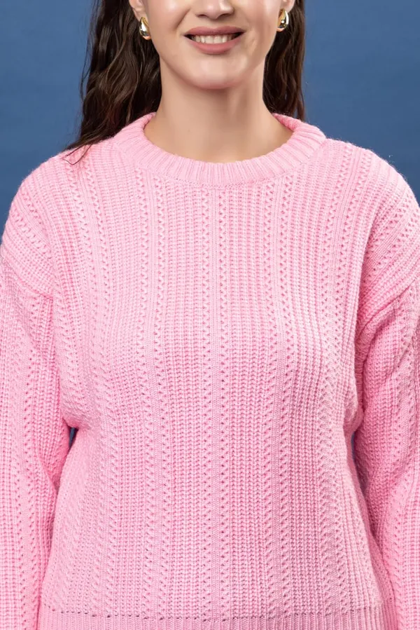 Baby_Pink_Women's_Pullover_Sweater_100%_Wool_Round_Neck_Full_Sleeve_Stylish_Sweater_Crafted_With_Comfort_Fit_And_Modern_Clothing_For_Winter_Season