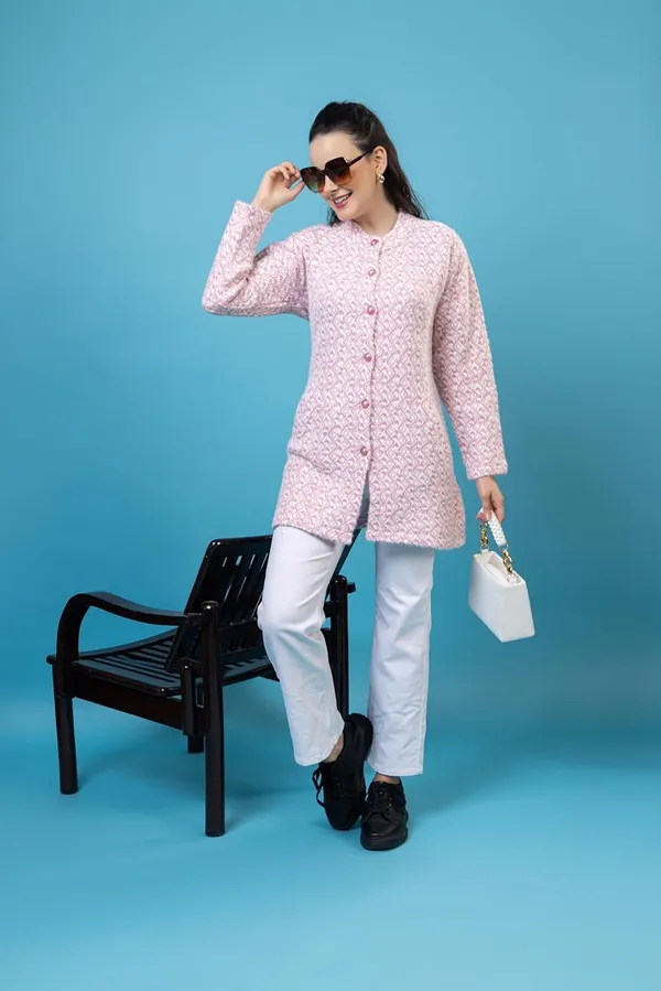 Baby_Pink_Women's_Woolen_Long_Coat_Cardigan_Sweater_Winterwear_Cardigan