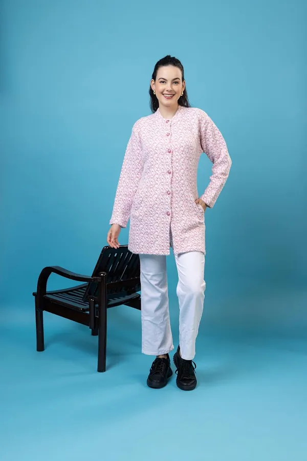 Baby_Pink_Women's_Woolen_Long_Coat_Cardigan_Sweater_Winterwear_Cardigan