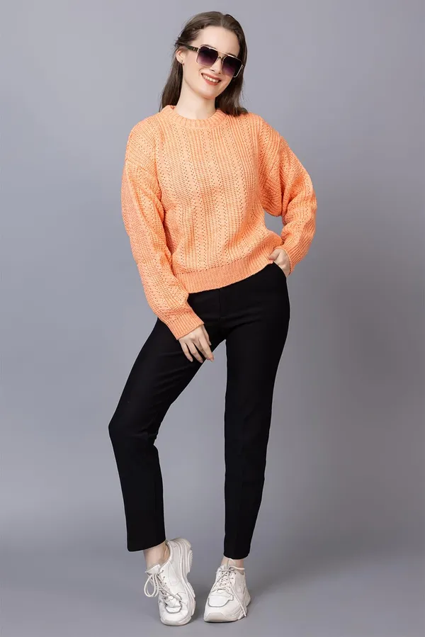 Orange_Women_100%_Wool_Pullover_Sweater_Regular_Fit_For_Winter_Wear