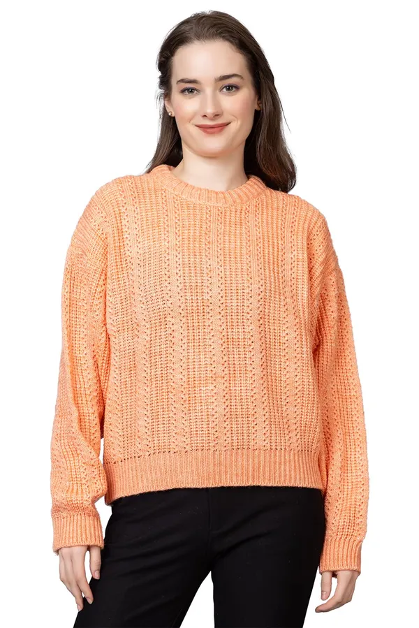 Orange_Women_100%_Wool_Pullover_Sweater_Regular_Fit_For_Winter_Wear