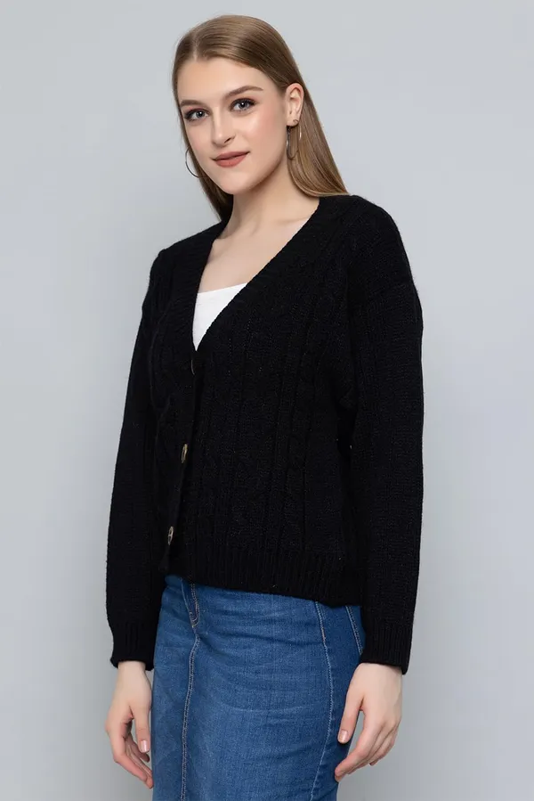 Black_Women_Knitted_Regular_Fit_V_Neck_Full_Sleeve_Self_Design_Solid_Winter_Wear_Cardigans_Sweaters